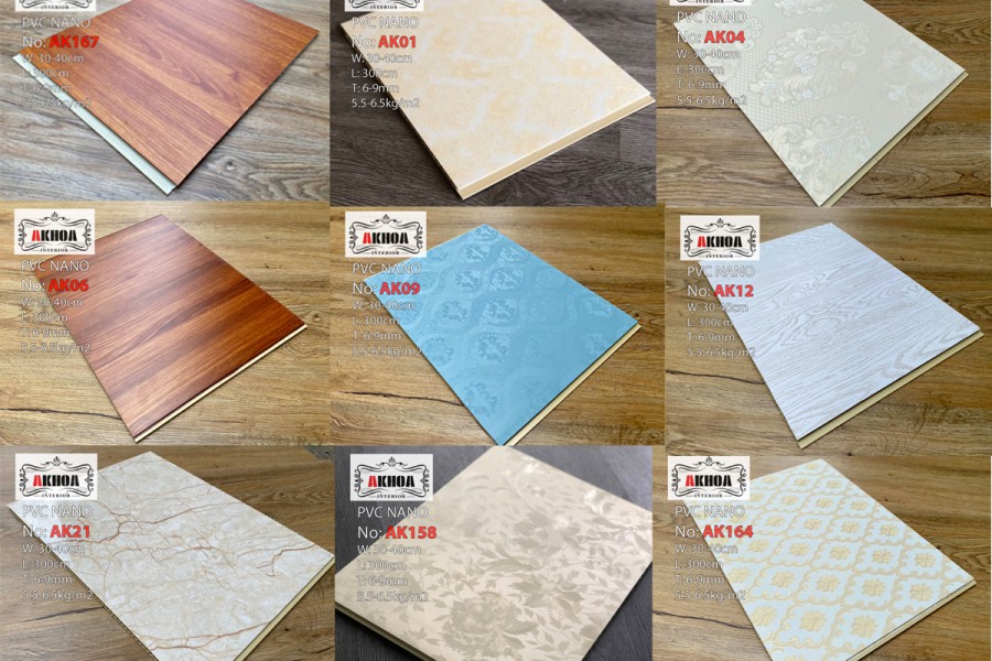 Tấm ốp PVC Foam 20 Tấm ốp trần PVC nano AK-T01 vân gỗ