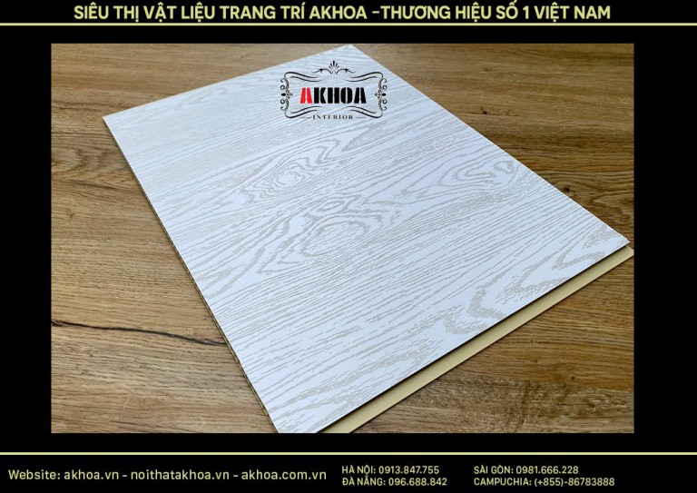 Tấm ốp PVC nano trơn trắng AK-N04 8mm