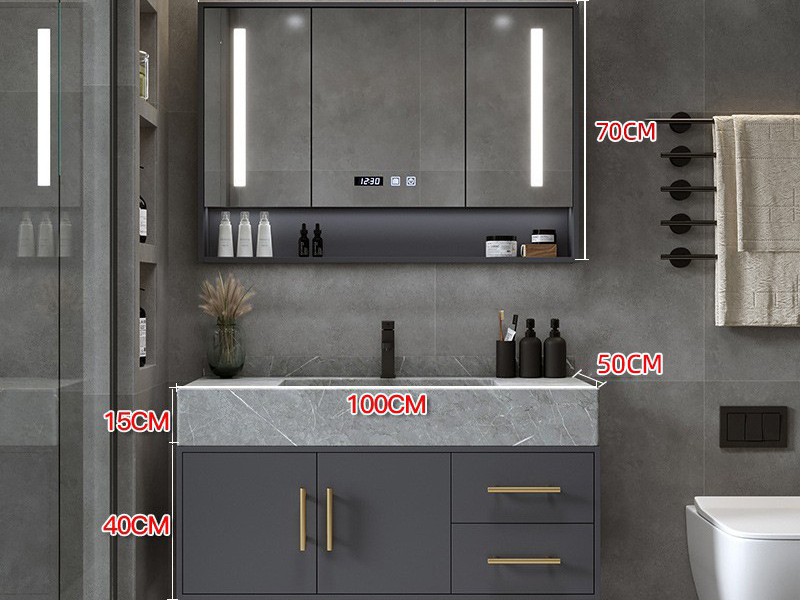 Tủ chậu lavabo PVC 107cm chống nước